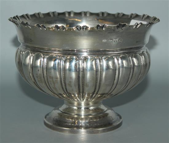 Edwardian fluted silver rose bowl